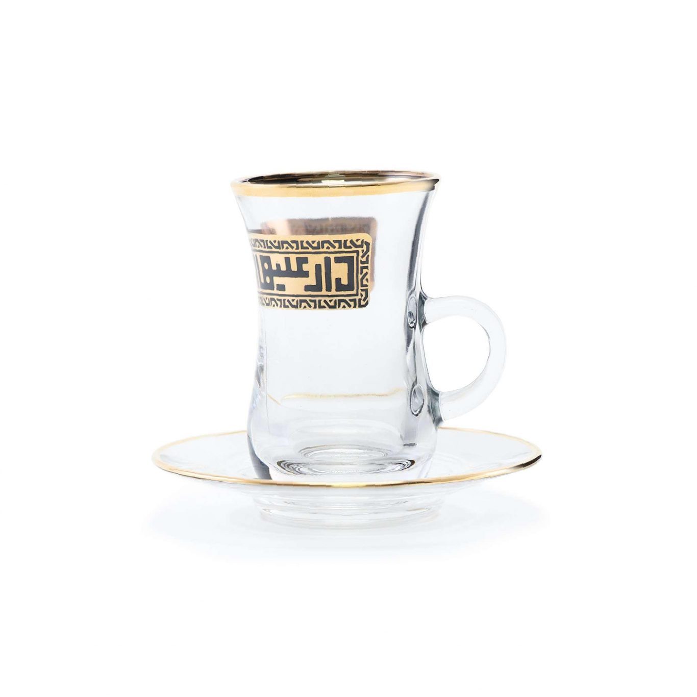 Glass Tea Glass + Saucer Set 12Pcs Toujan Gold