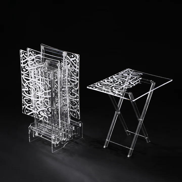 Acrylic folding table set online of 4