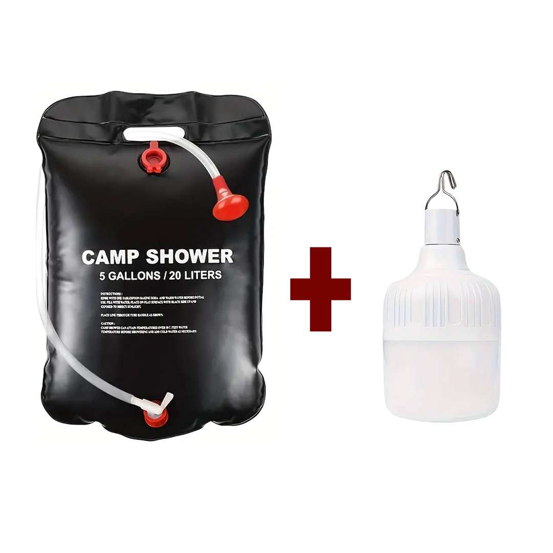Outdoor Camping Shower Bag 20L with Complimentary LED Light